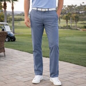 Mizzen+Main Performance Chino Men 34 Blue Cotton Blend Stretch Casual Golf Pants